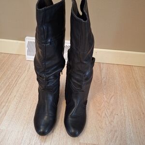 Bamboo Black pleather Knee-High Boots